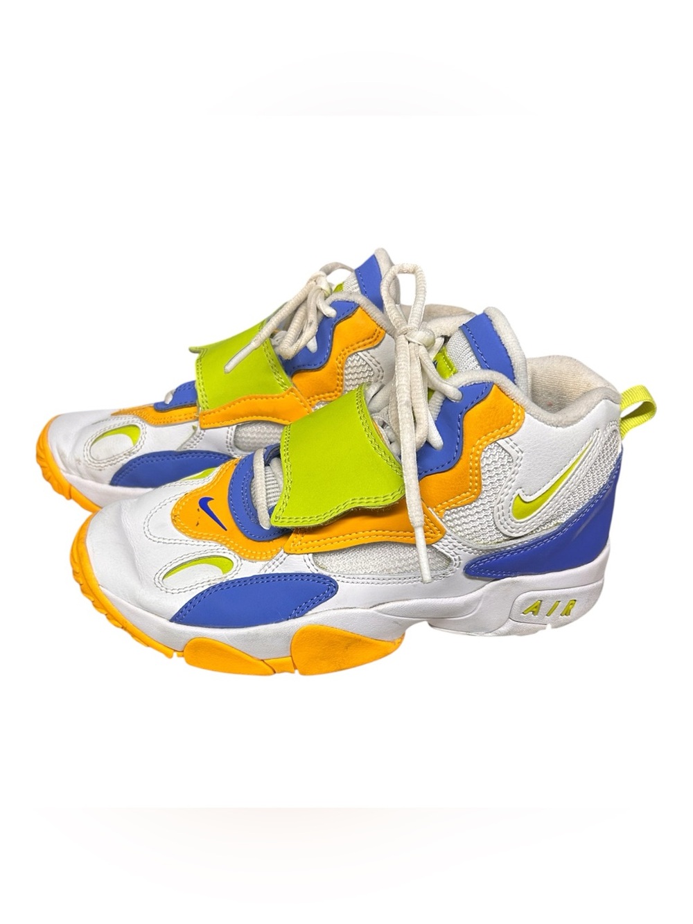 Nike Kids White Sneakers with Blue, Yellow, Lime Accents DR9869-100